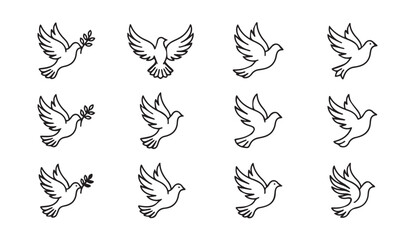 Fototapeta premium White doves in flight with olive branches against a clear background symbolizing peace and hope vector illustration