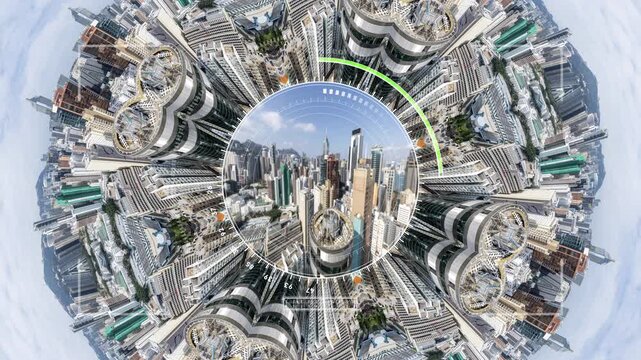 hong kong skyline abstract hypnotic pattern