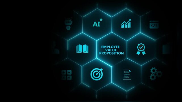 Employee value proposition (EVP) strategy concept. Attract, motivate and retain talented employees in a competitive job market through the corporate culture and benefits offering.