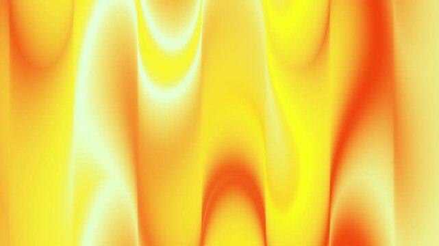 Abstract smooth silk curtain background with yellow and orange gradient. Bright warm satin drape dynamic wave backdrop. Modern fluid metallic fold drapery pattern.