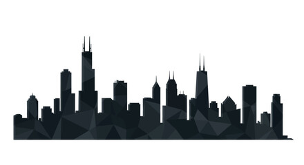 Fototapeta premium Black silhouette of the Chicago city skyline isolated on white background.