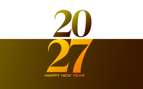 Elegant Golden 2027 Happy New Year Typography on Luxury Dark Gradient Background