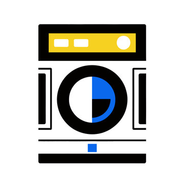 Flat washing machine icon illustration.