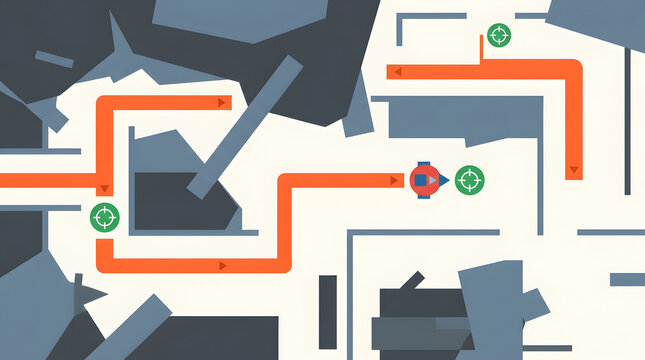 Robot Pathfinding and Navigation Algorithm Concept illustration background