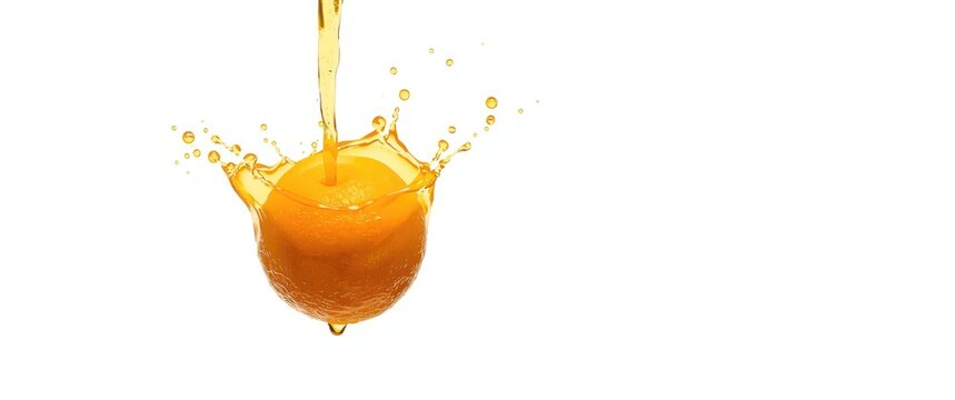 Orange Being Squeezed with Juice Splashing - Isolated on White, Fresh and Vibrant