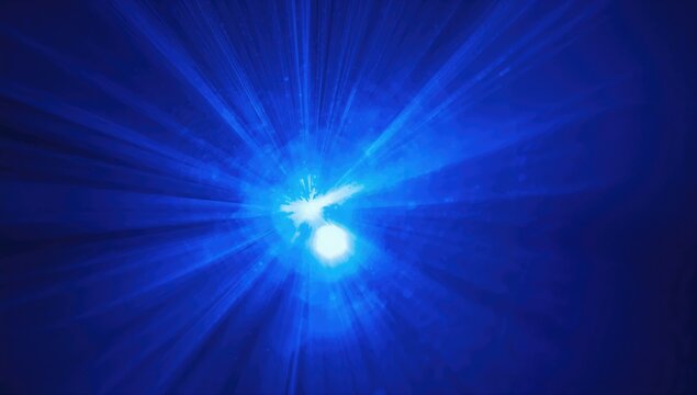 Vibrant Blue Light Burst with Radiating Rays in Dark Background
