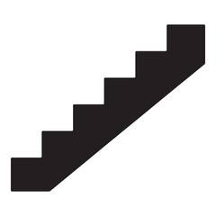 Obraz premium Minimalist black silhouette staircase icon representing growth and progress towards success concept