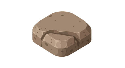 Isometric brown natural stone boulder with textured surface © intan