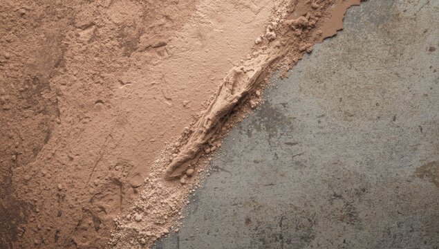 Textured Surface with Beige Powder on Gray Concrete Background