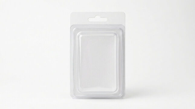 This clear plastic packaging has a cardboard back and no branding on a white backdrop