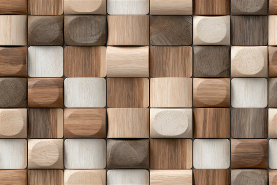 Seamless 2.5D Rounded Wooden Block Pattern