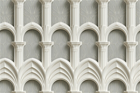 Seamless 2.5D Miniature Architectural Arch Pattern