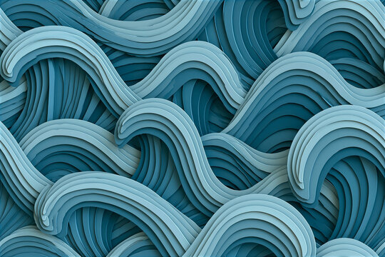 Seamless 2.5D Sculpted Ocean Wave Pattern