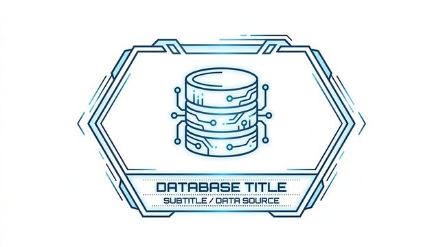 database title, futuristic tech icon