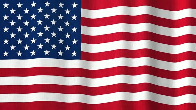 The American flag waves in a gentle breeze with soft folds creating a classic patriotic display.