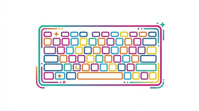 colorful keyboard neon outline