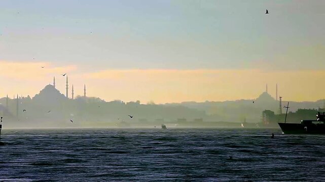 Silhouette of Istanbul Historic Peninsula at Sunset Over Bosphorus Sea

Panoramic View of Hagia Sophia and Blue Mosque Silhouette During Golden Hour in Istanbul

Istanbul Skyline Silhouette With Mosqu
