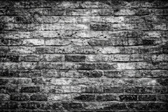 Black and White Textured Brick Wall Background