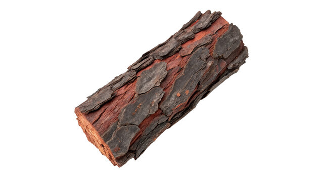 Single natural round brown wooden tree section log asset isolated on transparent background