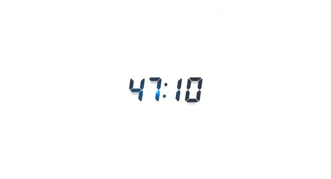 Digital Timer Displaying 47:10 - Isolated on White Background, Modern Design