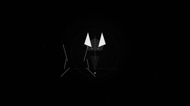 Abstract Futuristic Geometric Logo with White Linear Elements on Black Background for Technology Concept