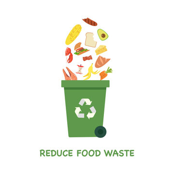 Reduce food waste concept vector illustration on white background.