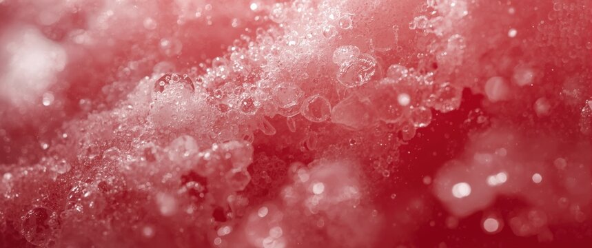Close-up of red bubbles and foam texture