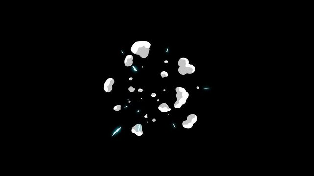 4K smoke dust puff explosion blast jet fire fx animation, alpha channel realistic frame by frame flash comic cartoon loop shockwave vfx overlay black screen chroma key