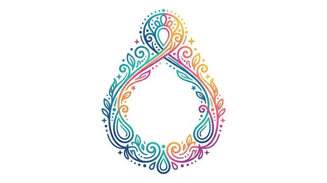 colorful teardrop shape with swirling patterns