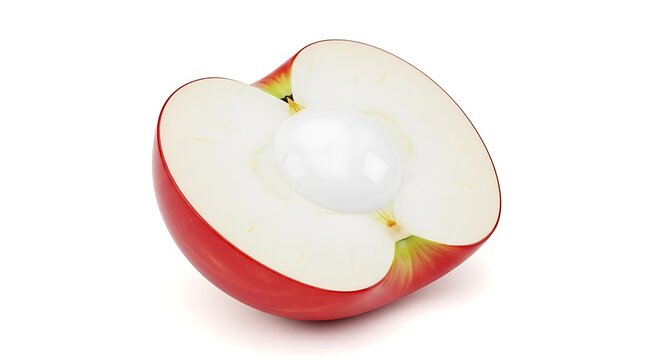 Fresh red apple half isolated on a clean surface