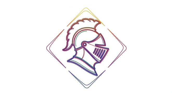 Colorful knight helmet logo