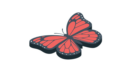 Red monarch butterfly in isometric perspective © zuni