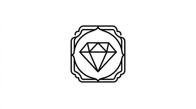 diamond logo, gemstone icon, black and white