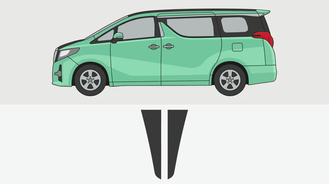 Green van with black vertical side accent decals