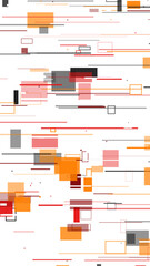 Obraz premium Abstract glitch design with orange and red rectangular shapes on transparent backdrop.