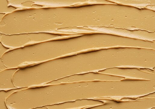 A thick, smooth layer of creamy peanut butter spread generously on a surface, highlighting the rich texture and delicious color of the nutty paste ,protein ,texture ,sweet