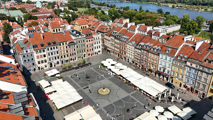 Panoramic aerial view of Old Town Market Square, Warsaw, Poland © Lefteris Papaulakis