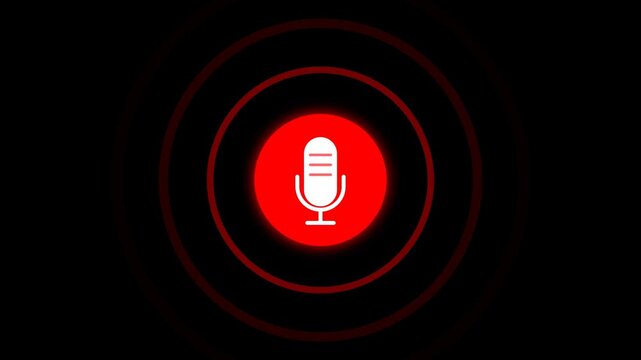 sound recording podcast microphone microphone button icon animated microphone sound wave green background 4k green screen