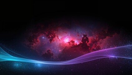 Cosmic Nebula with Colorful Wave Patterns in a Dark Space Background © Holo Frame