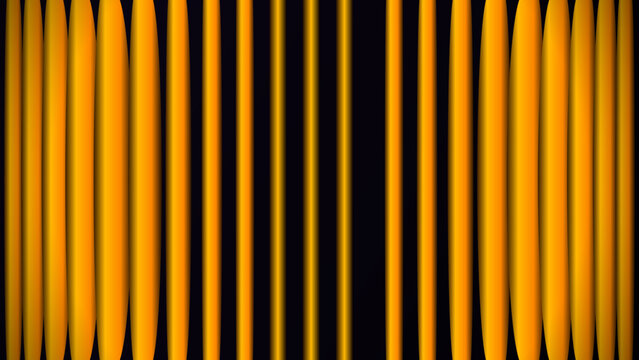 Vibrant abstract background with golden yellow vertical lines and stripes creating a dynamic 3D depth effect on black