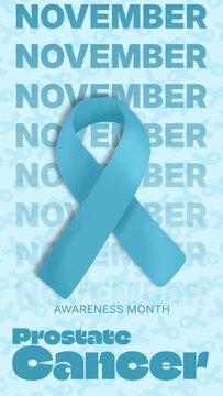 Prostate Cancer Awareness Month November Poster Template with Teal Ribbon. Social media posts, awareness campaigns, health organization banners, and educational materials concept.