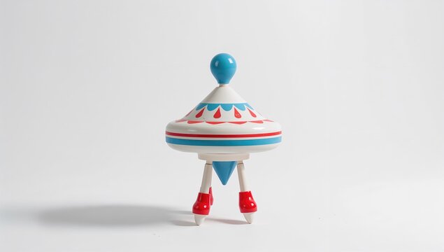 Colorful Spinning Top Toy on Light Background with Playful Design