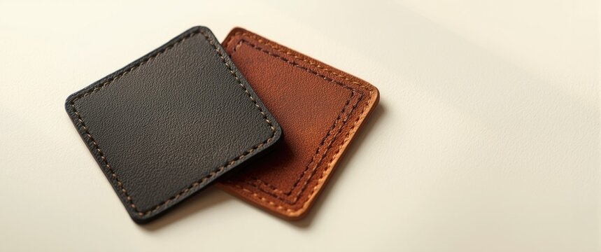 Leather Patches on Light Background - Close-Up, Textured Detail, Soft Colors