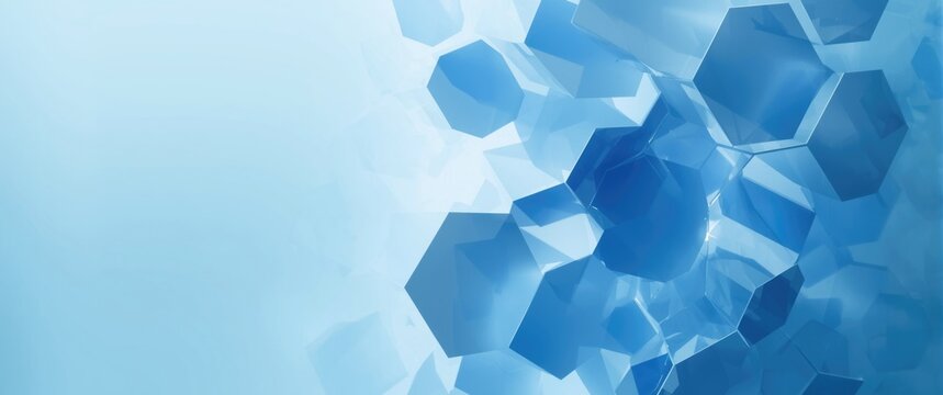 Abstract Blue Hexagonal Shapes with Soft Gradient Background