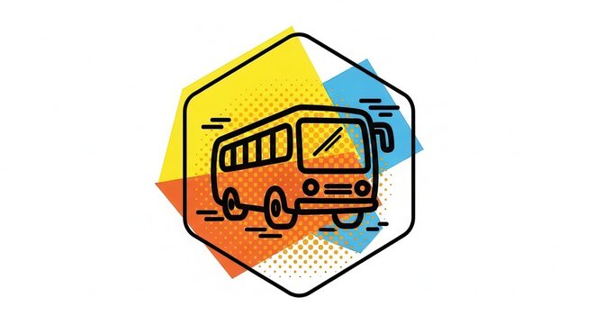 colorful bus icon with motion lines