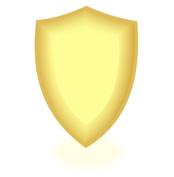 Glowing gold shield vector icon. Vector illustration.