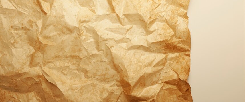 Crumpled Brown Paper Texture Isolated on White Background