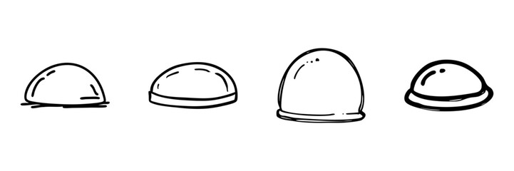 Fototapeta premium Hard Hat Icons In Hand Drawn Style Set. Safety Equipment Doodle Sketch Collection. Construction And Industrial Use. Isolated Vector Illustration