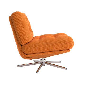 Orange armchair isolated on white background