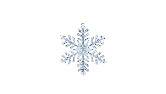 Intricate Snowflake Isolated on White Background with Crystal Details